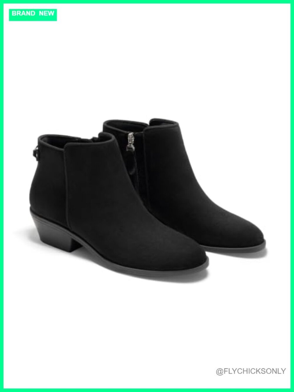 Women's Faux Suede Ankle Boots Chunky Low Heel Pointed Toe Side Zipper